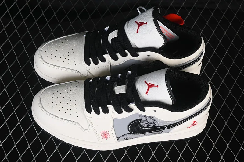 All categories Air Jordan Jordan series basketball shoes Air Jordan 1 Low high-end customized low-top sneakers Air Jordan 1 Low AJ1 Joe 1 Year of the Horse limited white gray horse high-end customized low-top retro basketball shoes FF9989-034